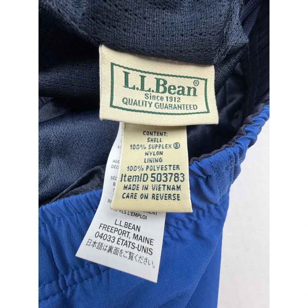 L.L.Bean Men's XL Blue Supplex Sport Shorts Swim Trunks Nylon Mesh Lined Outdoor